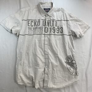 Ecko Unitd Shirt Men 2XL Button Down Short Sleve Vintage Look Y2K Rap Streetwear